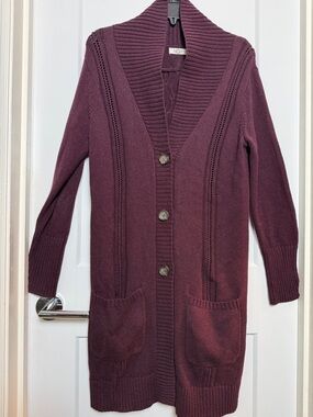 UGG Long Shawl Collar Cardigan in Plum